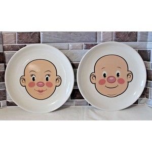 Set of 2 Fred and Friends Plays with His Food Plate Mr & Mrs Face Plates 8.5"